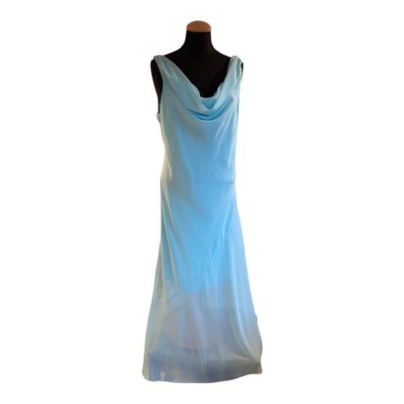 Abercrombie & Fitch Cocktail Dress Cowl Neck Sky Blue Sleeveless Size L - Picture 4 of 11